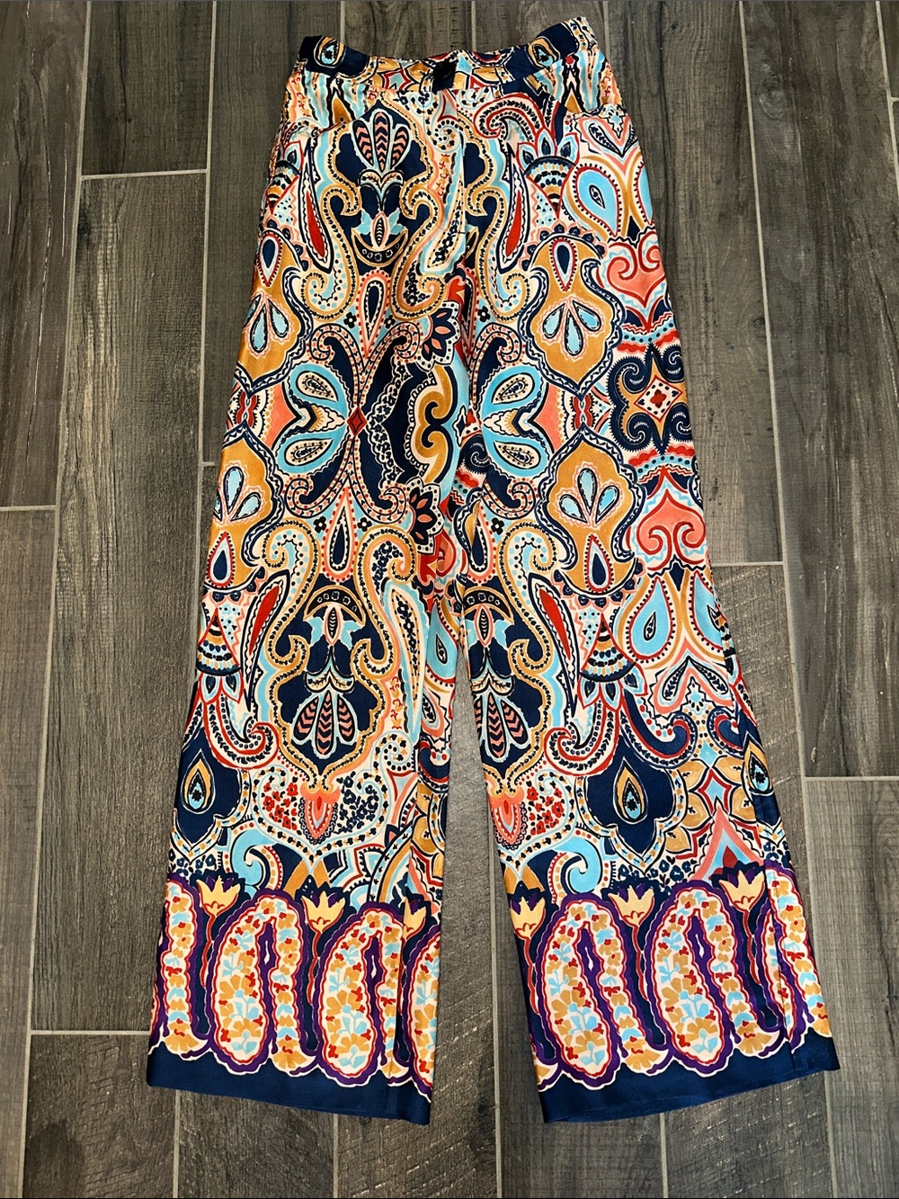 Zara Multicolor Paisley-Print Wide Leg Pants